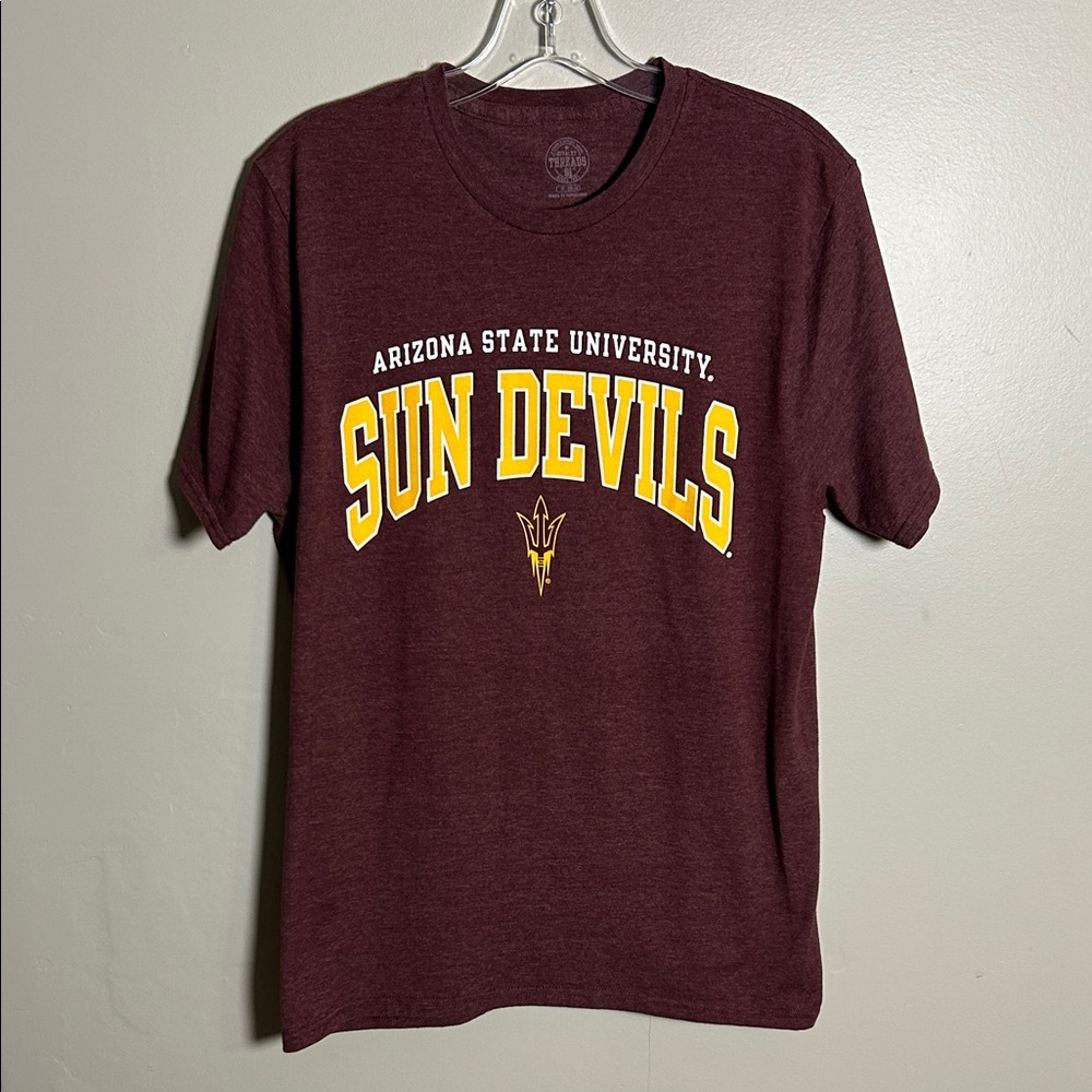 Arizona State University Sun Devils NCAA Maroon Heathered T-Shirt Size Medium